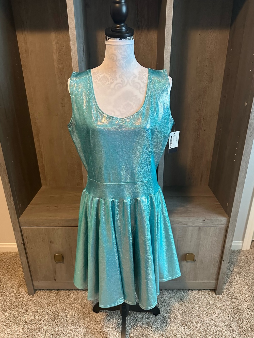 2XL Seafoam Holographic Skater Dress